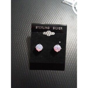 sterling silver pink lab opal earrings
